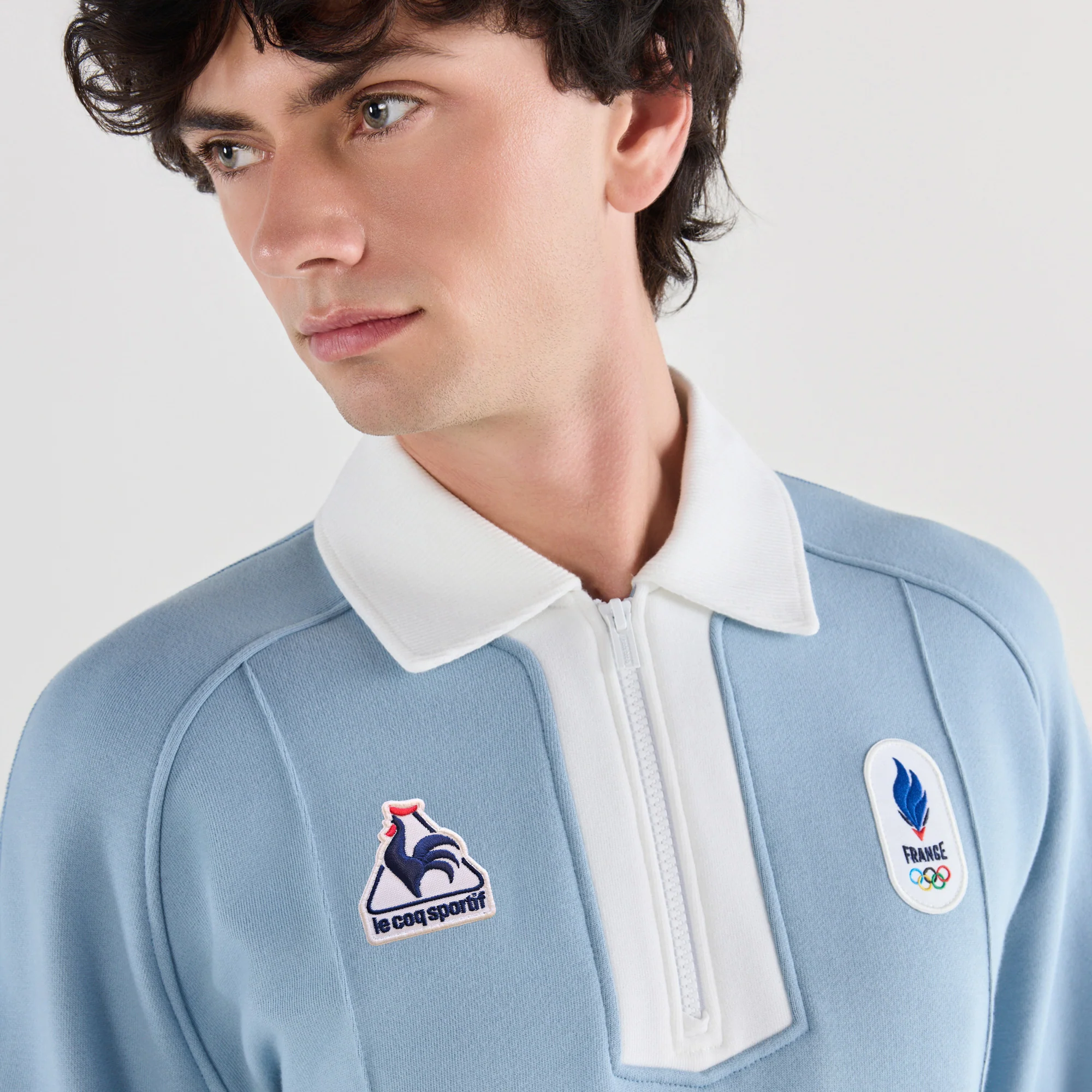 2610160-EFRO 26 Sweat N°1 M ashley blue/marshmal | Sweat rétro col zippé Homme - Image 6