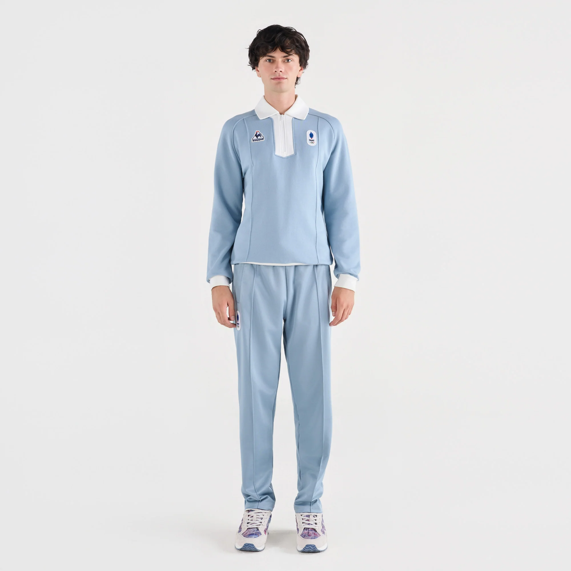 2610160-EFRO 26 Sweat N°1 M ashley blue/marshmal | Sweat rétro col zippé Homme - Image 7