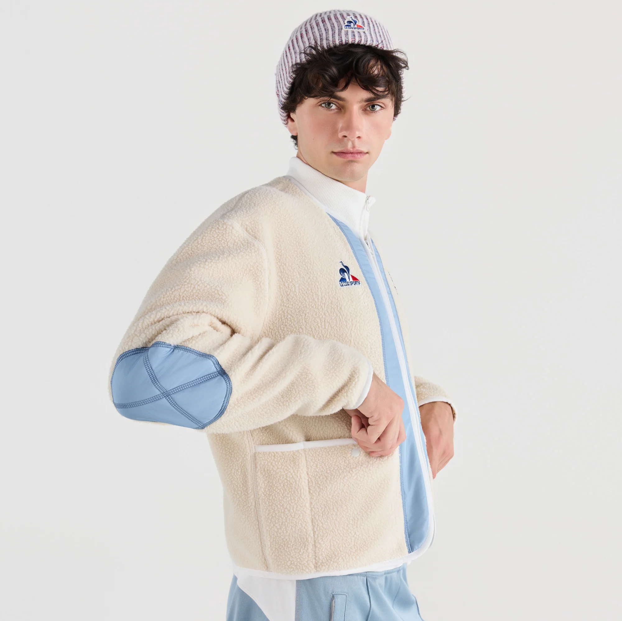 2610166-EFRO 26 Veste Zippée Sherpa N°1 M beige | Veste zippée sherpa en polaire coupe loose Unisexe - Image 5